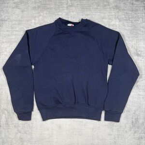 Jerzees Sweatshirt Youth M 10-12 Navy Blue Crewneck Vintage 90s Made in USA